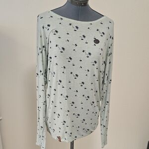 Naketano Mint Green Long Sleeve Top with Black Print